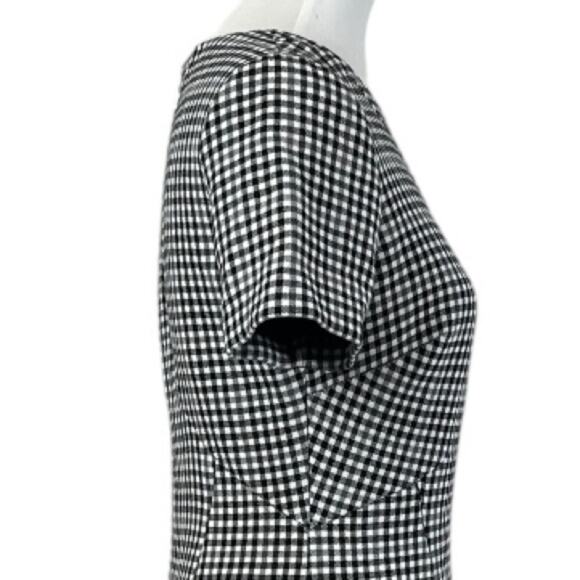 Marks & Spencer Midi Sheath Dress Jewel Neck Black Houndstooth Women’s Size 6 - Picture 9 of 13